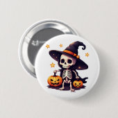 Halloween Skeleton heks fles Pin Ronde Button 5,7 Cm (Voorkant /achterkant)