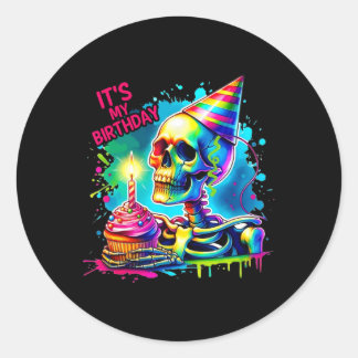 Halloween Skeleton Het is mijn verjaardagskostuumf Ronde Sticker