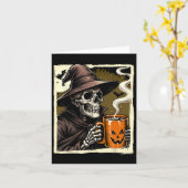 Halloween Skeleton Hot Cocoa Dead Inside Spooky Se Kaart (Gele Bloem)
