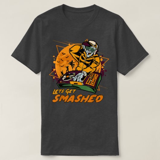 Halloween Skeleton Jack O Lantern DJ Party Lets Ge T-shirt (Design voorkant)