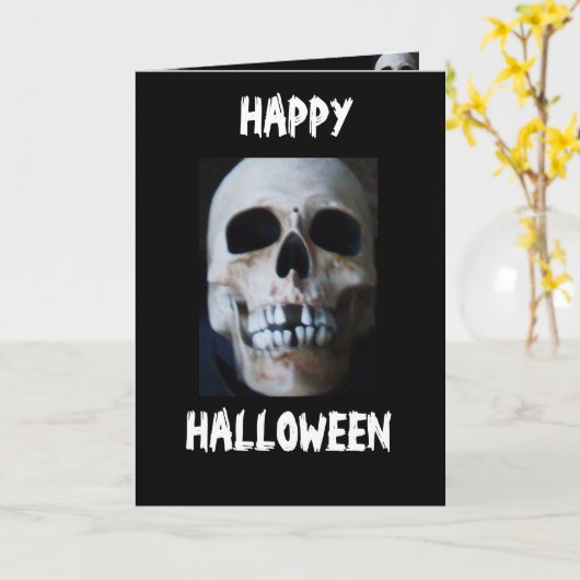 HALLOWEEN SKELETON JOKE card Kaart (Gele Bloem)