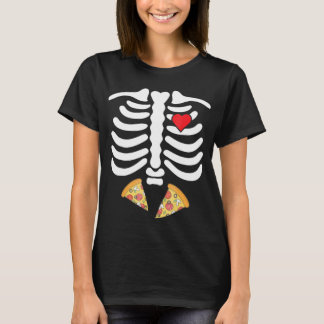 Halloween Skeleton Junk Food Belly Pizza T Shirt