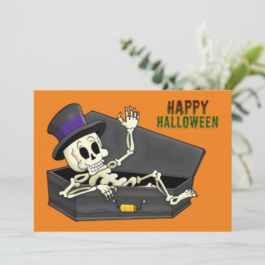 Halloween Skeleton Kaart (Staand voorkant)