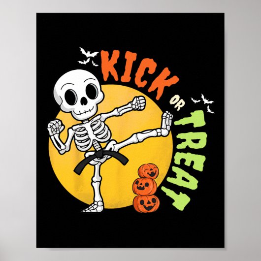 Halloween Skeleton Karate Kick Martial Art Taekwon Poster (Voorkant)