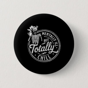 Halloween Skeleton Koffie geestelijk ziek maar tot Ronde Button 5,7 Cm