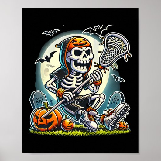 Halloween Skeleton Lacrosse Poster (Voorkant)