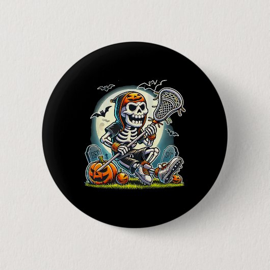 Halloween Skeleton Lacrosse Ronde Button 5,7 Cm (Voorkant)