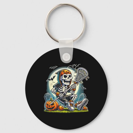 Halloween Skeleton Lacrosse Sleutelhanger (Voorkant)