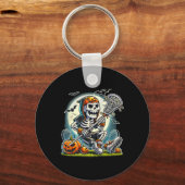 Halloween Skeleton Lacrosse Sleutelhanger (Voorkant)