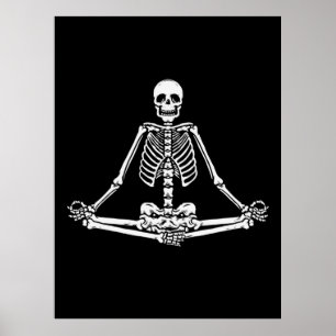 Halloween Skeleton Lotus Yoga Balans Birthday Poster