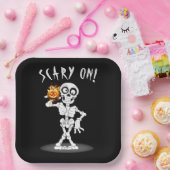 Halloween Skeleton met een Jack-o-lantaarn Papieren Bordje (Feest)