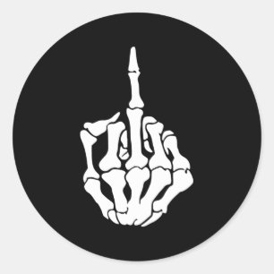 Halloween Skeleton Middle Finger Ronde Sticker