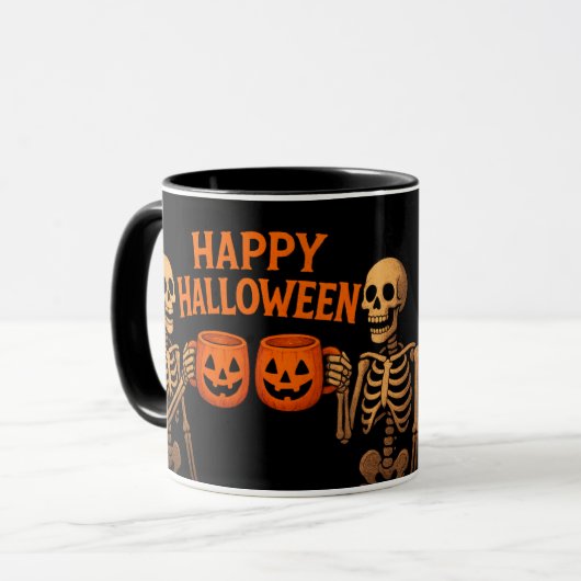 Halloween Skeleton Mok met Pumpkin Cups - Spooky (Voorkant links)