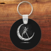 Halloween Skeleton Moon Rock and Roll Musician GUI Sleutelhanger (Voorkant)