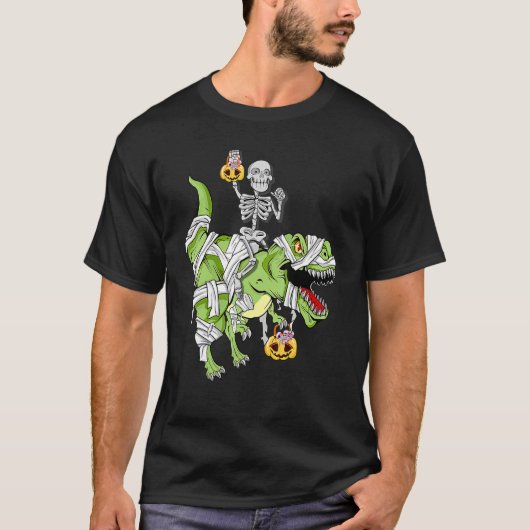Halloween Skeleton Mummy Dinosaur rex Hallowen Bo T-shirt (Voorkant)