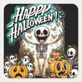 Halloween Skeleton no1 Classic Square Stickers