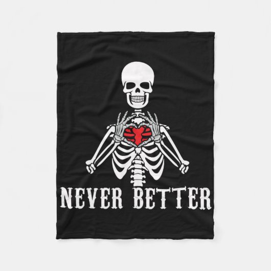 Halloween Skeleton Nooit Betere Handen Hart Grappi Fleece Deken (Voorkant)