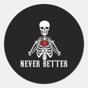 Halloween Skeleton Nooit Betere Handen Hart Grappi Ronde Sticker