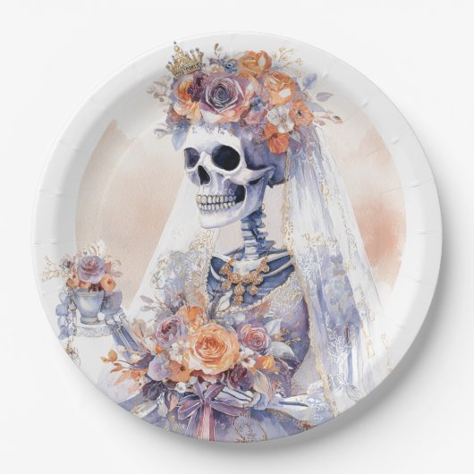 Halloween Skeleton Paper Borden Papieren Bordje (Voorkant)