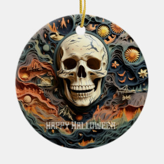 Halloween Skeleton Paper Quill Art Keramisch Ornament