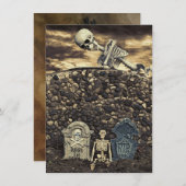 Halloween Skeleton Party Kaart (Voorkant / Achterkant)