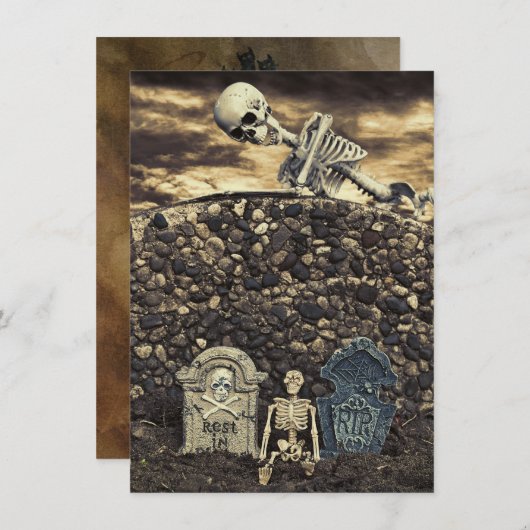 Halloween Skeleton Party Kaart (Voorkant / Achterkant)