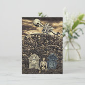 Halloween Skeleton Party Kaart (Staand voorkant)