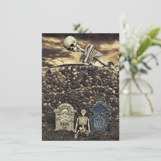 Halloween Skeleton Party Kaart (Staand voorkant)