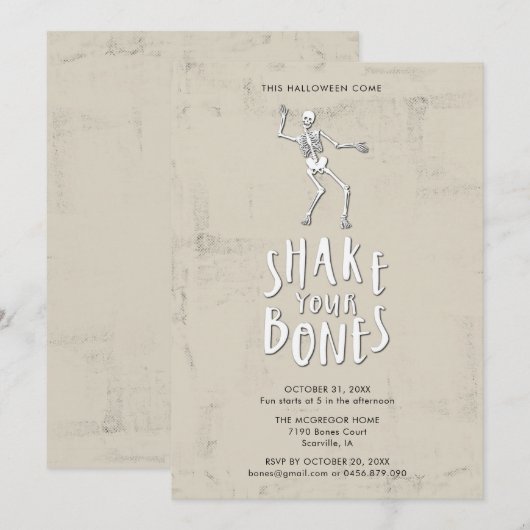 Halloween Skeleton Party Kaart (Voorkant / Achterkant)
