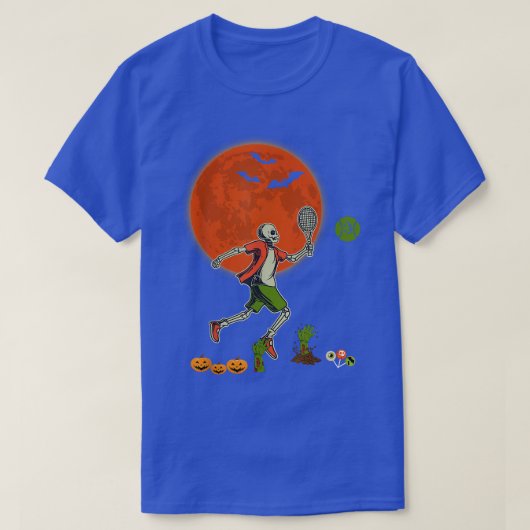 Halloween Skeleton Plays Tennis Scary Pumpkins P T-shirt (Design voorkant)