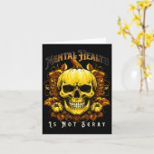 Halloween Skeleton Pumpkin geestelijke gezondheid  Kaart (Gele Bloem)