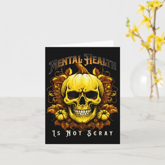 Halloween Skeleton Pumpkin geestelijke gezondheid  Kaart (Gele Bloem)