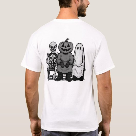 Halloween Skeleton Pumpkin Ghost T-shirt (Achterkant)