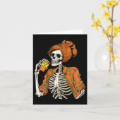 Halloween Skeleton Pumpkin Spice Latte Kaart (Gele Bloem)