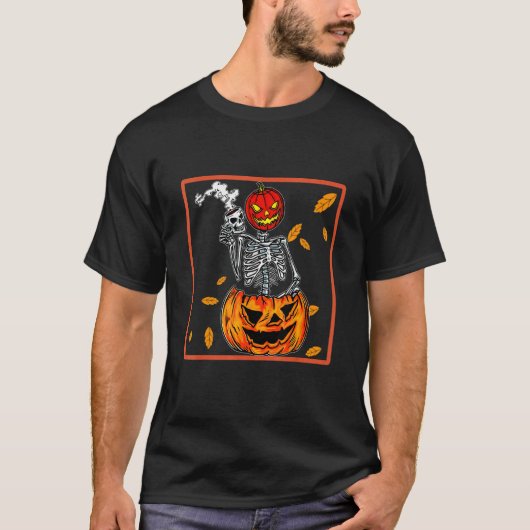  Halloween Skeleton Pumpkin Spice Latte Syr T-shirt (Voorkant)