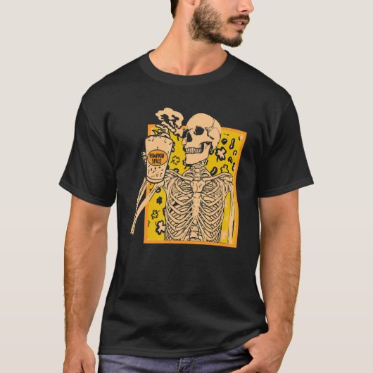  Halloween Skeleton Pumpkin Spice Latte Syr T-shirt (Voorkant)