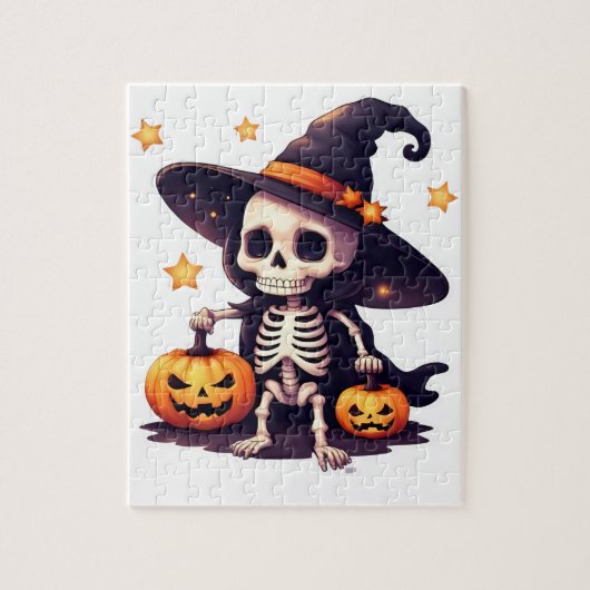 Halloween Skeleton Puzzle - Schattigee Heksenskele Legpuzzel (Verticaal)