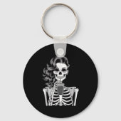 Halloween Skeleton Retro Style Drink Beverage Quir Sleutelhanger (Voorkant)