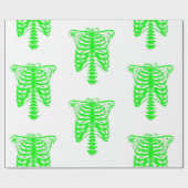 halloween Skeleton Rib Cage acid green Cadeaupapier (Vlak)
