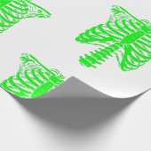halloween Skeleton Rib Cage acid green Cadeaupapier (Hoek)