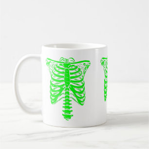 halloween Skeleton Rib Cage acid green Koffiemok