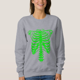 halloween Skeleton Rib Cage acid green Trui