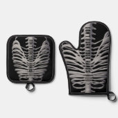 Halloween Skeleton Rib Cage Botten Oven Mitt Set (Voorkant)