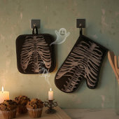 Halloween Skeleton Rib Cage Botten Oven Mitt Set