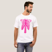 halloween Skeleton Rib Cage roze T-shirt (Voorkant volledig)
