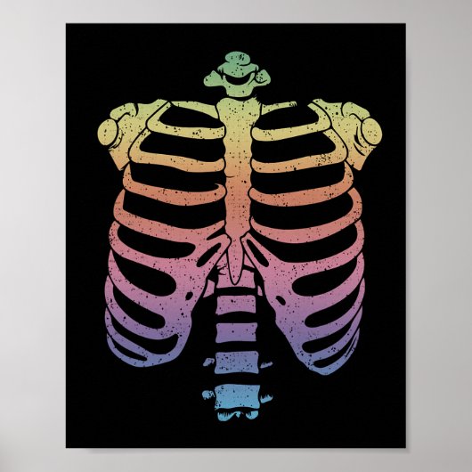 Halloween Skeleton Rib Cage Zombie Costume T-shirt Poster (Voorkant)