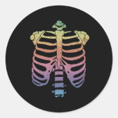 Halloween Skeleton Rib Cage Zombie Costume T-shirt Ronde Sticker (Voorkant)