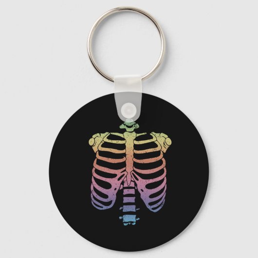 Halloween Skeleton Rib Cage Zombie Costume T-shirt Sleutelhanger (Voorkant)
