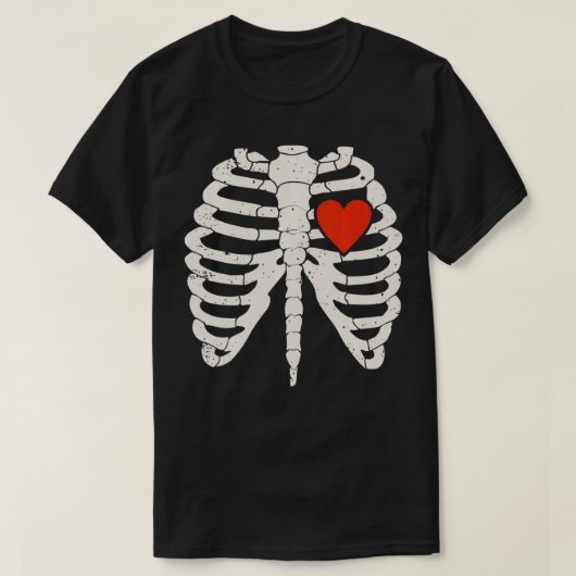 Halloween Skeleton Rib Hoesje Red Heart Anatoming  T-shirt (Design voorkant)
