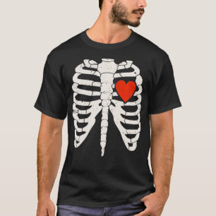 Halloween Skeleton Rib Hoesje Red Heart Anatoming  T-shirt